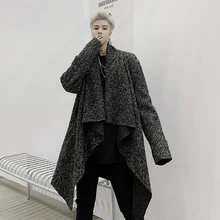 Мужские пальто с длинной драпировкой чувствуйте себя в темноте зимний Тренч тренд