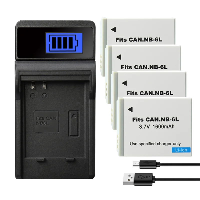Nb 6L Nb-6L Caricabatteria Per Canon Power-Shot Sx520 Hs Sx530 Sx600 Sx610 Sx700 Sx710 Ixus 85 95 200 210 105 Fotocamera 1600Mah