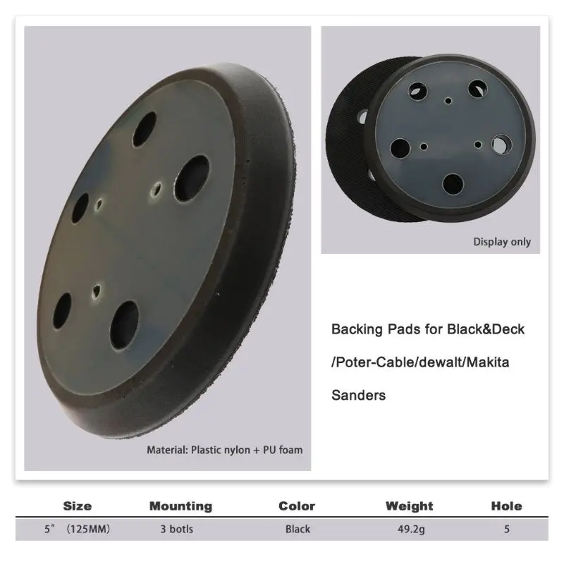 5 Inch 5-Hole 3 Eyes Electric Grinding Metal Polishing Disc 125mm Self Adhesive