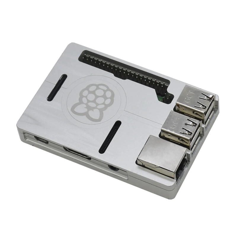3 в 1 для Raspberry Pi 3 Model B+(Plus)+ алюминиевый корпус с ЧПУ+ 5 В 3A наборы адаптеров питания Eu Plug - Цвет: Silver