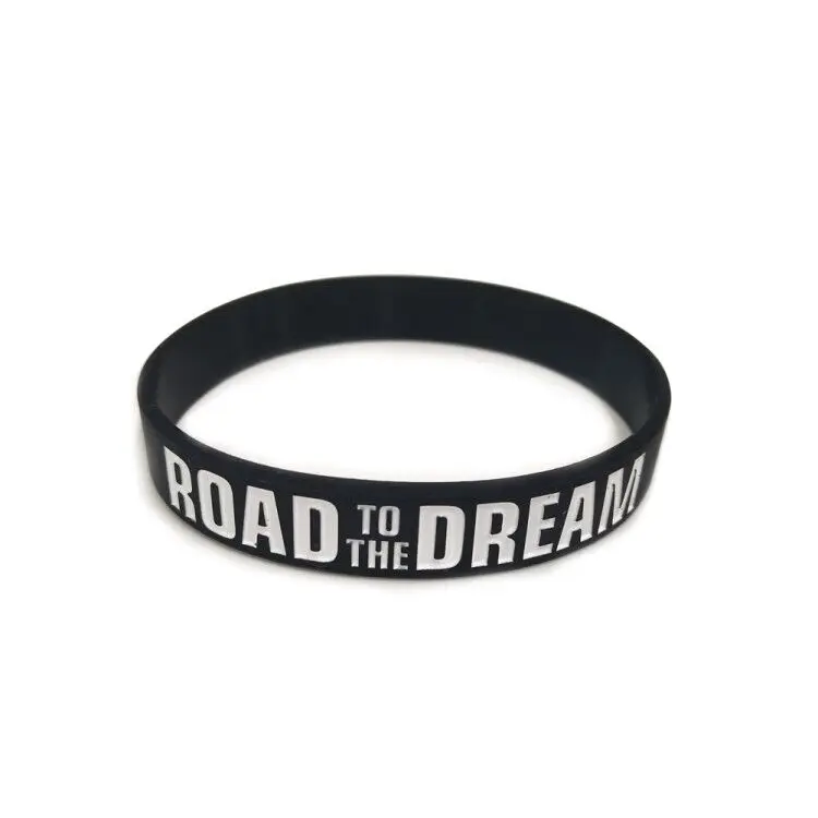 Новое поступление силиконовые эластичные резинки на запястье "Road to the Dream" мотивационные браслеты силиконовый браслет унисекс ювелирные изделия - Окраска металла: Black