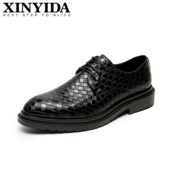 

Brand XINYIDA Men Leather Shoes Lace Up Breathable Causal Business Men Shoes Fashion Formal Men Dress Shoes Black Size 38-44