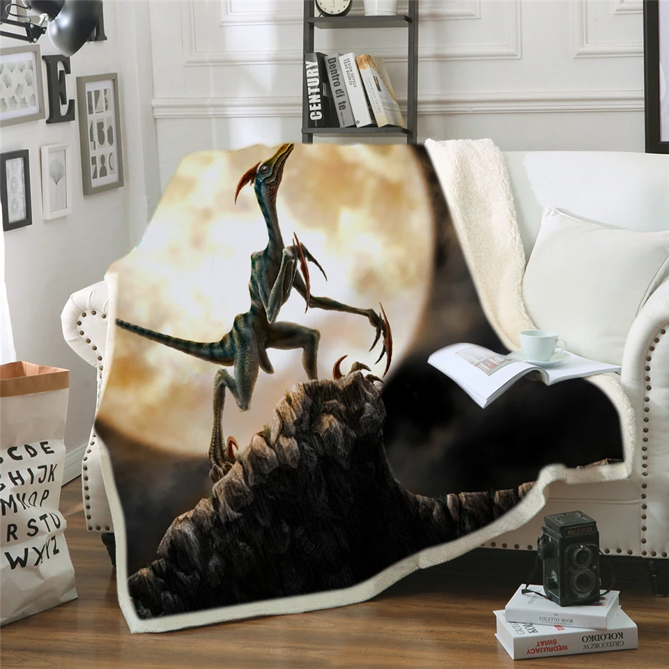 Одеяло с капюшоном с принтом динозавра Юрского периода, шерпа, флисовое переносное плюшевое одеяло, плюшевое одеяло с рисунком, B1016