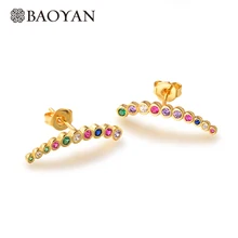 Baoyan маленькие милые серьги-стразы, трендовые радужные серьги с цирконием кубической огранки, позолоченные серьги с цирконием и кристаллами для женщин