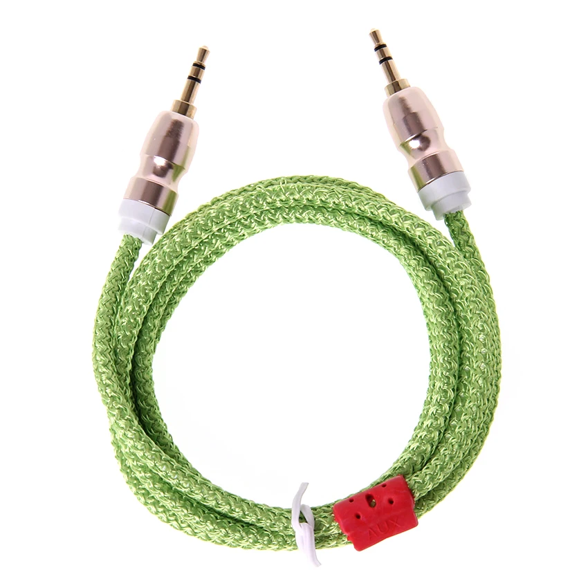 1 5M Nylon Jack Aux Audio Cable Male to Male Kabel Gold Plug Car Cord for iPhone Samsung Xiaomi For Speaker Headphone 100pcs