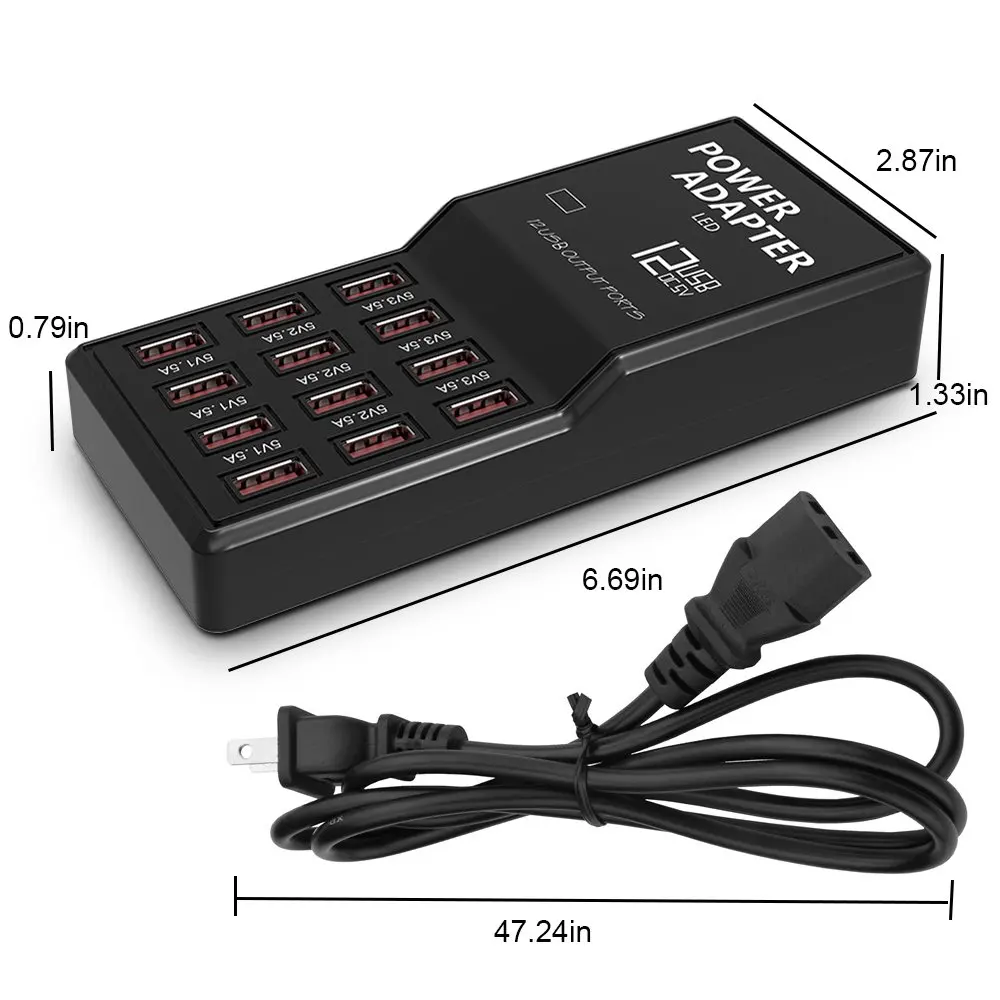 Многопортовое USB зарядное устройство 60 Вт настольная 12 портов usb зарядная станция Быстрая Зарядка адаптер питания для iPhone 11 samsung S10 huawei