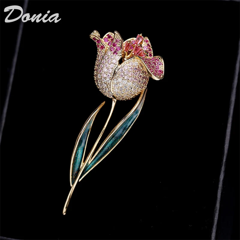 Женская модная Роскошная темпераментная медная булавка с микро-инкрустацией из