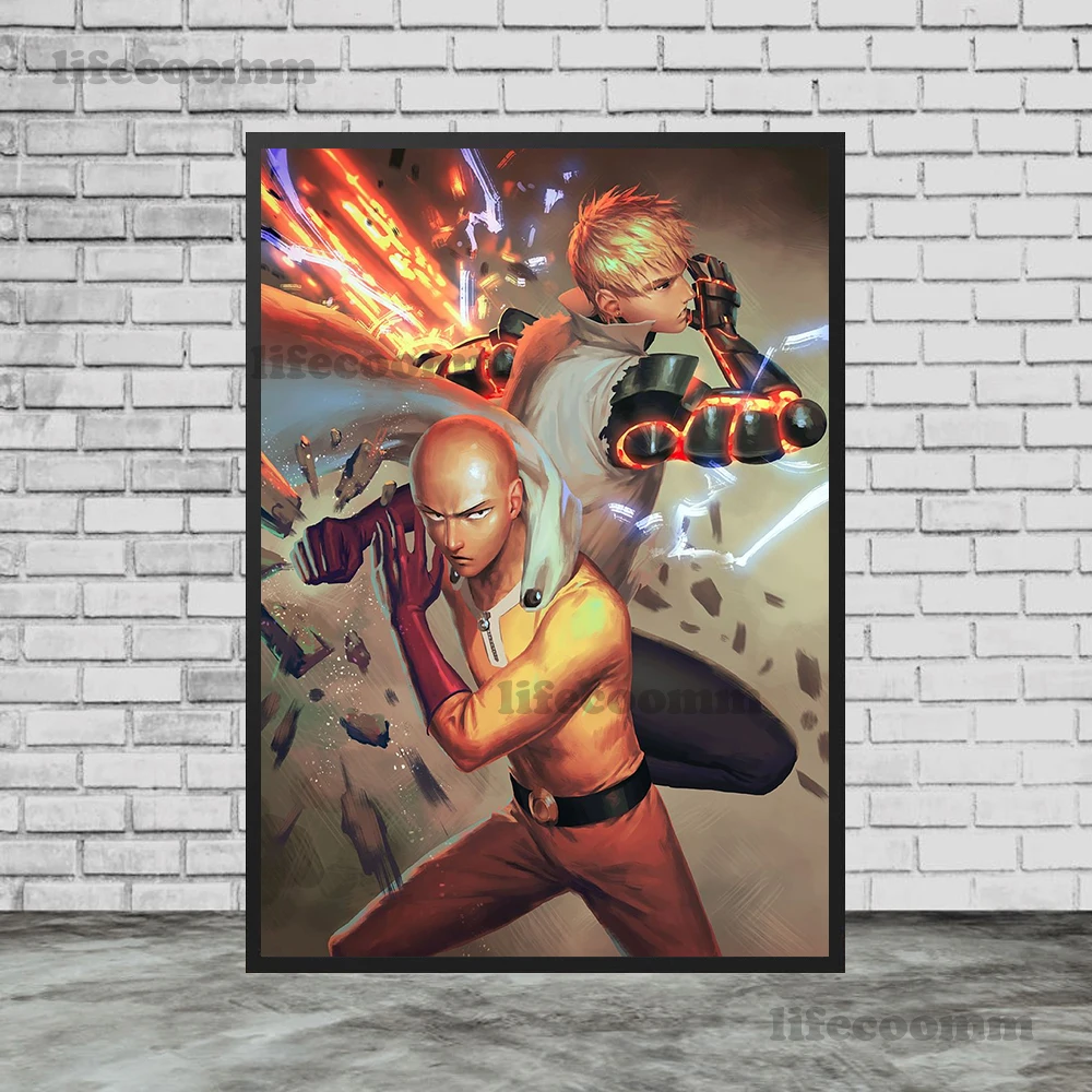 One Punch Manga Anime Poster Saitama Fan Art Picture Artwork Wallpaper,20 x  25 cm,Stretched And Ready To Hang