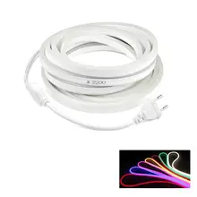 1-10 м светодиодная неоновая лампочка 220 В Гибкая неоновая световая полоса Водонепроницаемая фея DIY неоновая лента уличные праздничные украшения