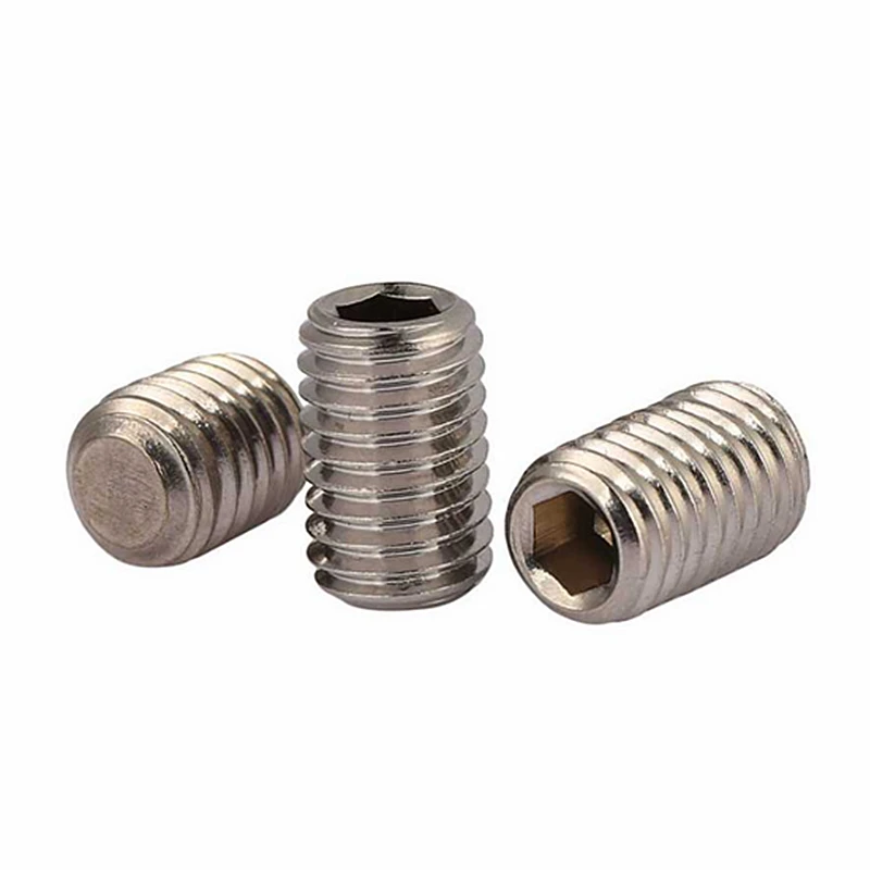 New arrive M3 M4 M5 M6 304 Stainless Steel Thread Grub Flat Point Hexagon Socket Set Screws Headless Jimmy Screw