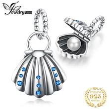 JewelryPalace Sea Love Oyster в виде ракушки моллюск жемчуг синий кубический цирконий 925 пробы Серебряный Шарм бусины для женщин Лидер продаж