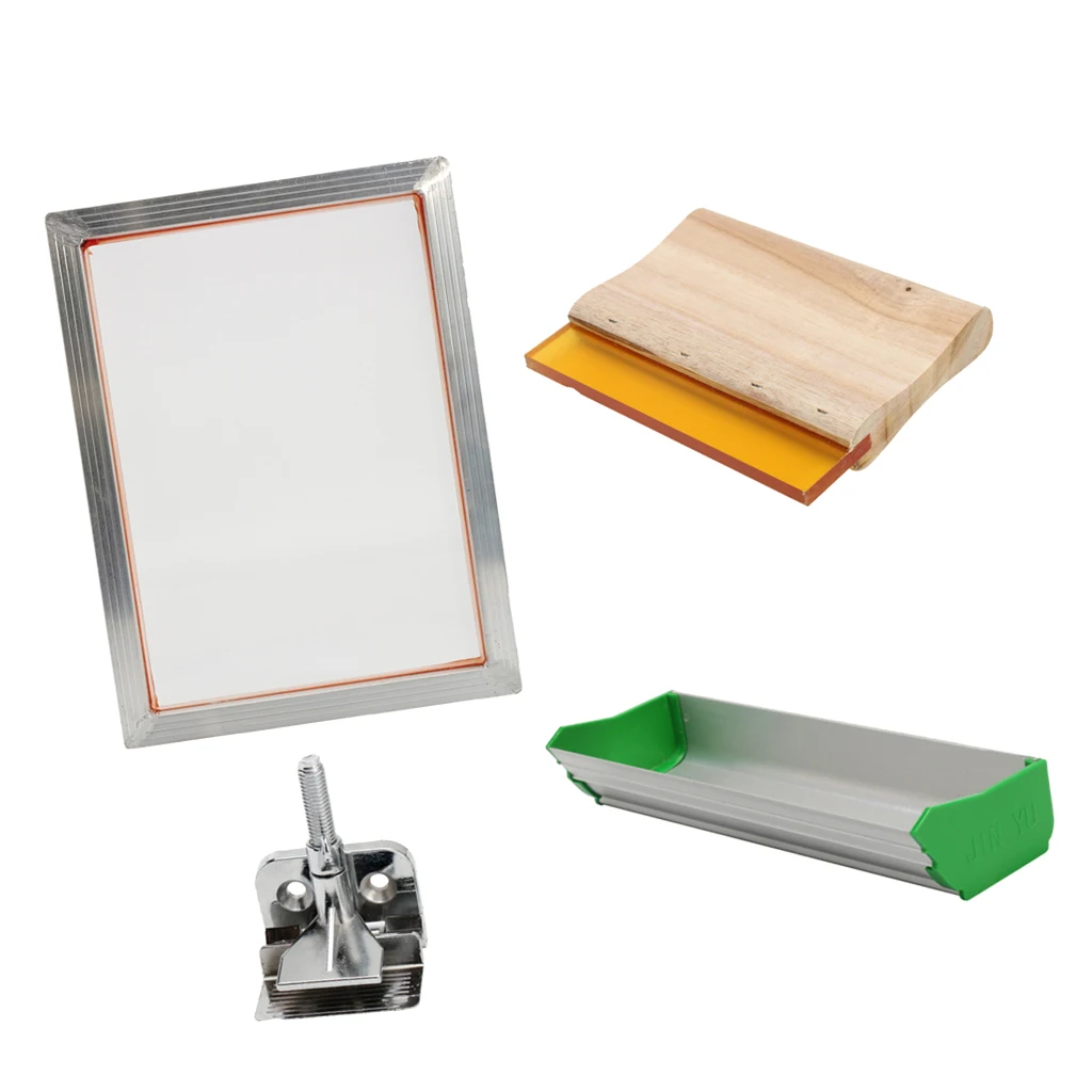 

Silk Screen Printing Kit, Frame+Emulsion Scoop Coater+Squeegee+Clam, DIY T-Shirt Screen Press Printer