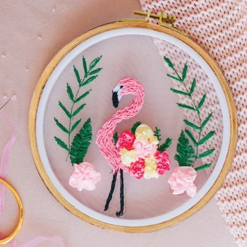 

Embroidery on the hoop "Pink Flamingo" 4441318
