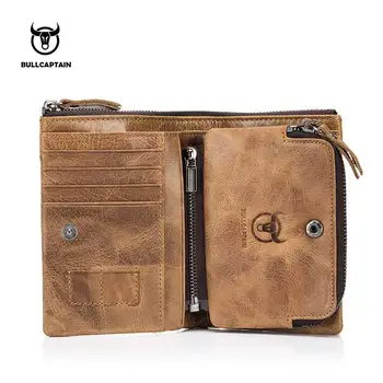 

BULLCAPTAIN Genuine Cowhide Men Wallet Short Coin Purse Small Vintage Wallet Brand High Quality Designer New Short Wallet