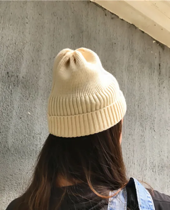 Skullies, женские вязаные высококачественные однотонные элегантные эластичные Универсальные женские шапки Harajuku, Мягкие Шапки, женские шапки ярких цветов