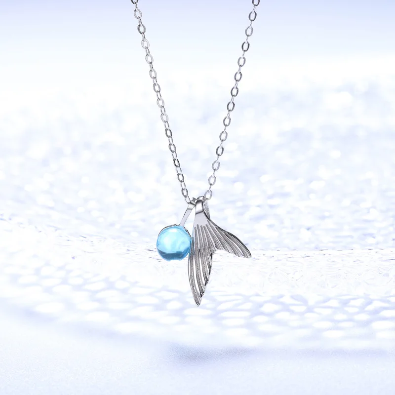 

Mermaid Foam Necklace Women 925 Sterling Silver Fishtail Simple Jewelry Clavicle Chain Wedding Party Gift Anniversary Necklace