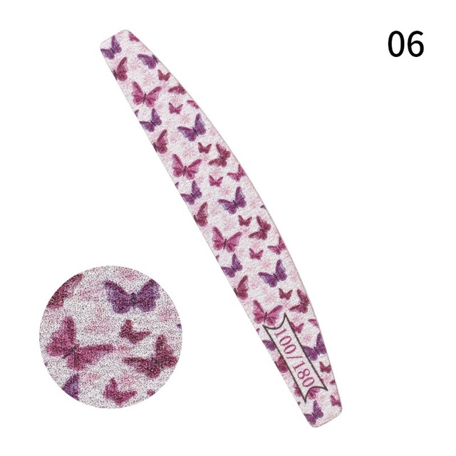 Printed Half Moon Nail file 100/180 Sandpaper Nail File Sanding Gel Polishing files Professional nails manicure file