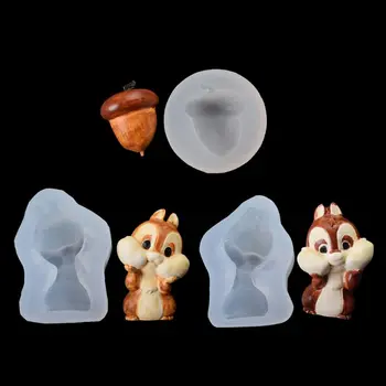 

3Pcs Acorn Nut Squirrel Flexible Silicone Mold Kit Fondant Candy Chocolate Polymer Clay Resin Mold Art Crafts