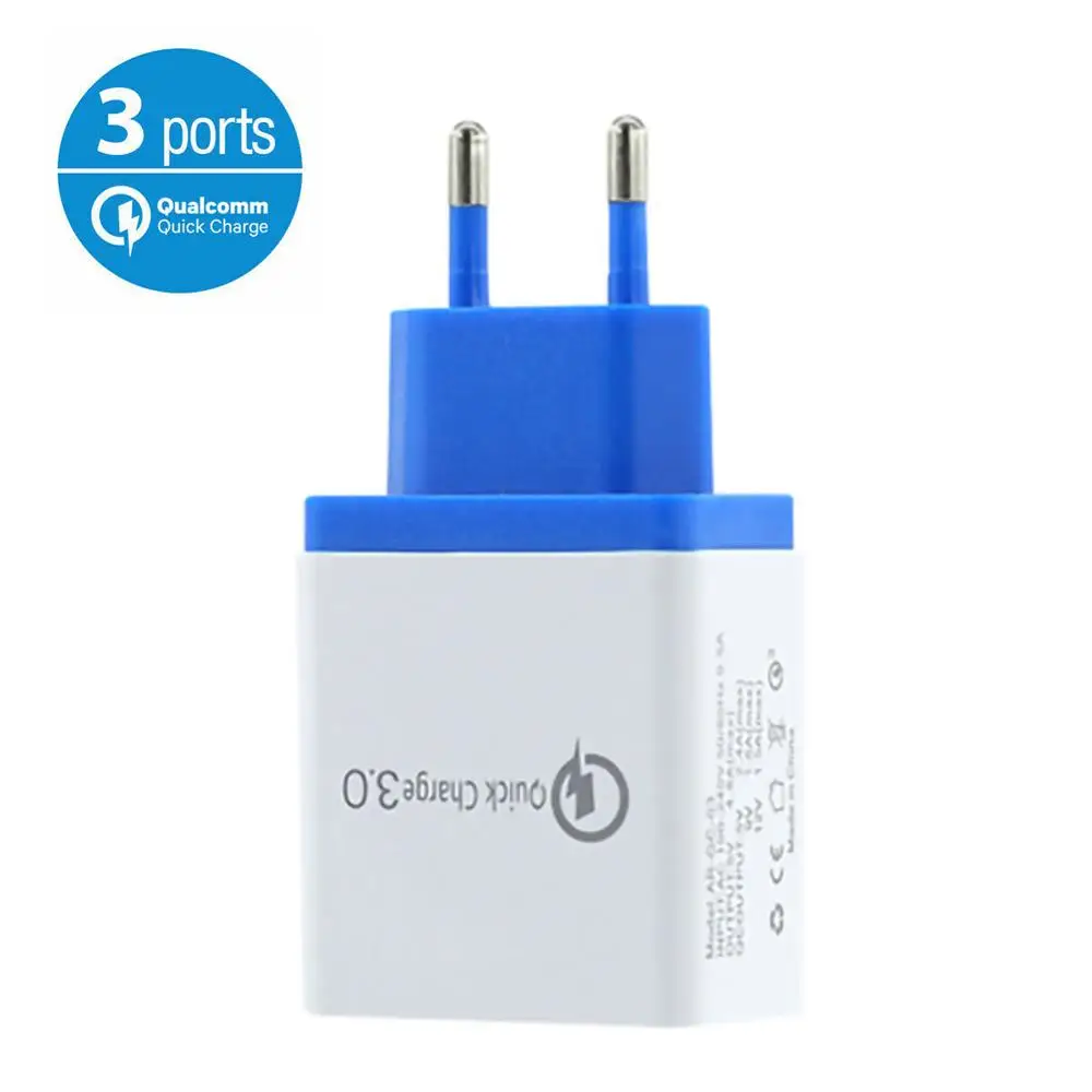 Быстрая зарядка для мобильного телефона QC 3,0 быстрое зарядное устройство USB портативное зарядное устройство для мобильного телефона для большинства телефонов - Тип штекера: Blue