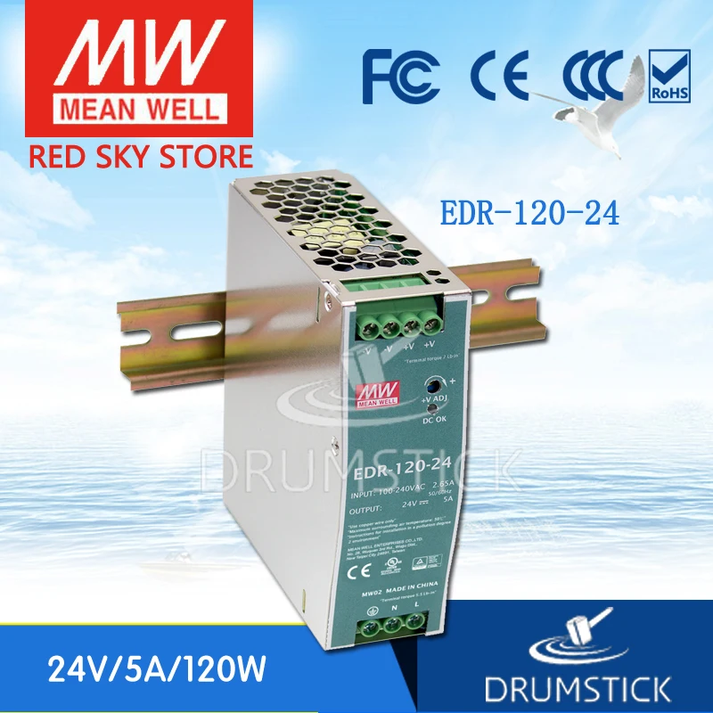 

Ship from USA MEAN WELL EDR-120-24 24V 5A meanwell EDR-120 24V 120W Single Output Industrial DIN RAIL