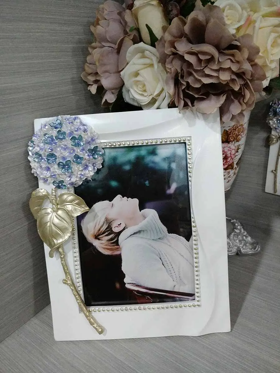Handmade resin European style pastoral princess room wedding wedding gift wedding photo hydrangea resin 7 inch photo frame
