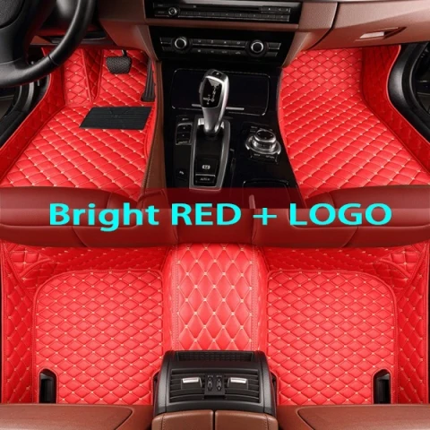 Автомобильные коврики с логотипом/фирменным логотипом, специально для Ford Focus MK2 MK3 5D, для любых погодных условий, сверхмощный Автомобильный Ковер для укладки, напольные коврики - Название цвета: Bright Red add Logo
