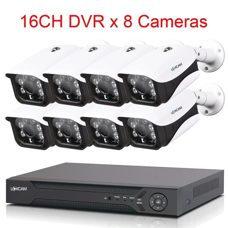 LOXCAM H.265+ 16CH 4K Ultra HD CCTV камера системы 8MP наружная IP66 Камера Безопасности ИК ночного видения камера видеонаблюдения комплект - Цвет: 16CH DVR x 8 Camera