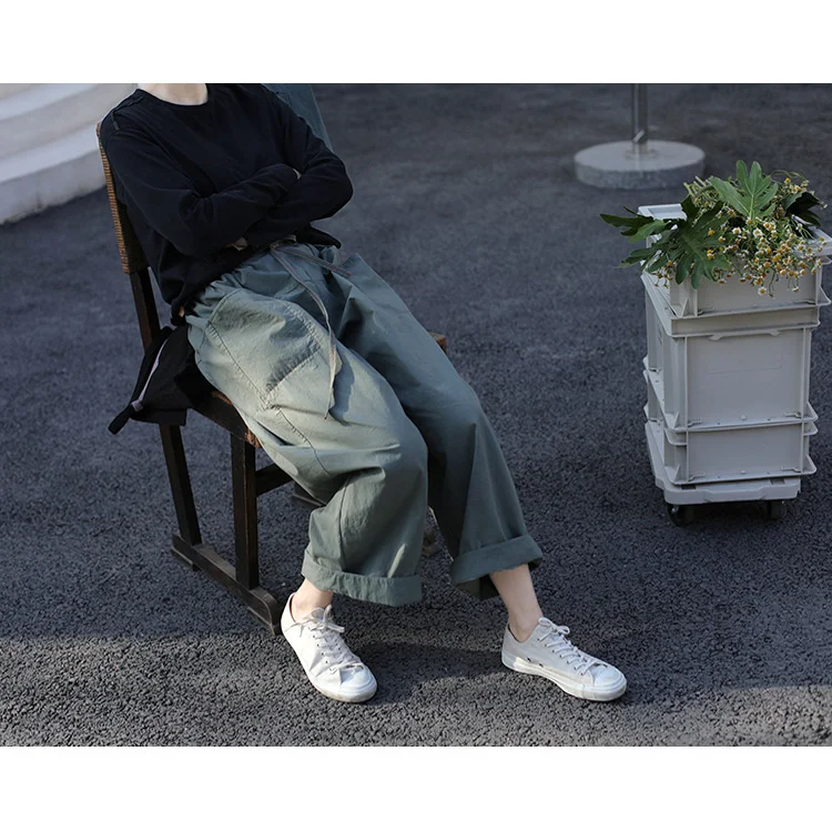 Новинка осени 2021 женская одежда Плотные хлопковые прямые свободные брюки для