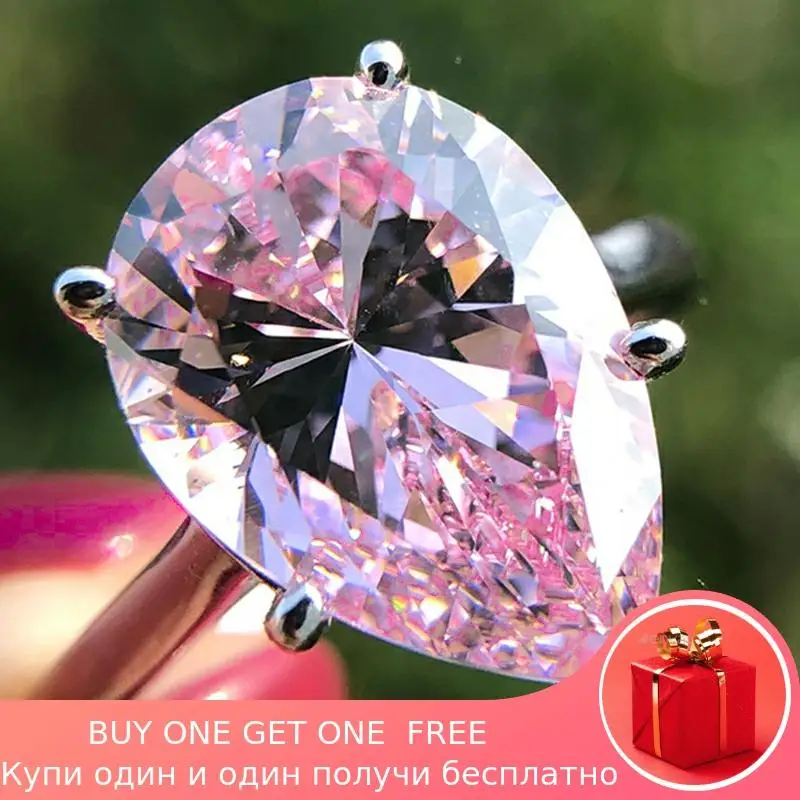 

5 Carat pear Cut 14*10mm S925 Sterling Silver Ring SONA solitaire Fine Ring citrine sapphire amethyst ruby coloured diamond