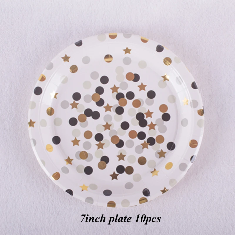 7inch plate 10pcs 10 шт./лот, Красочные золотые одноразовые столовые приборы, Бумажные Соломенные салфетки под чашки, Звездные салфетки для детей на день рождения, вечерние, свадебные, рождественские украшения - Цвет: 7inch plate 10pcs