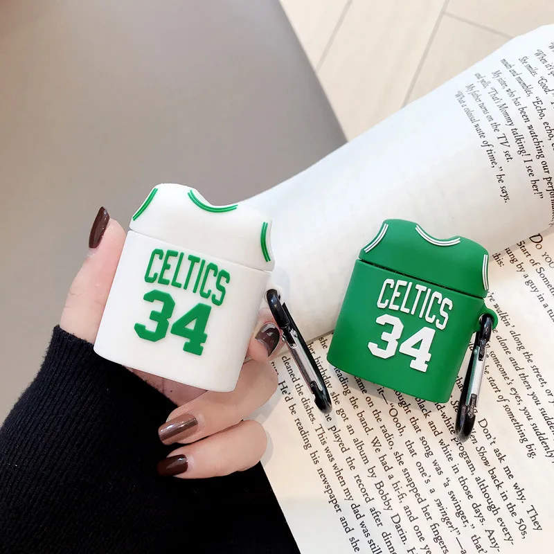 3D черные чехлы для наушников Mamba Lakers 24 Jersey Kobe Bryant Celtics 34 Paul Pierce для Apple Airpods 1/2 силиконовый чехол для наушников