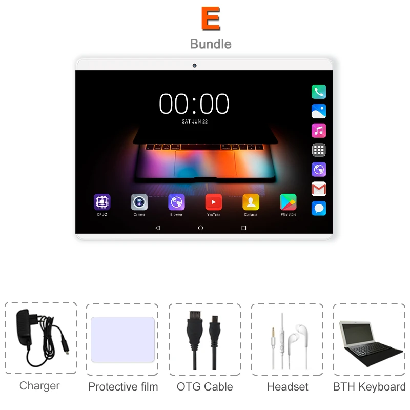 Планшетный ПК 10 дюймов Octa Core 3g 4 аппарат не привязан к оператору сотовой связи Телефонный звонок 10,1 Планшеты 6G+ 64G Android 8,0 tab Google Рынок gps, Wi-Fi, FM - Комплект: Комплект 5