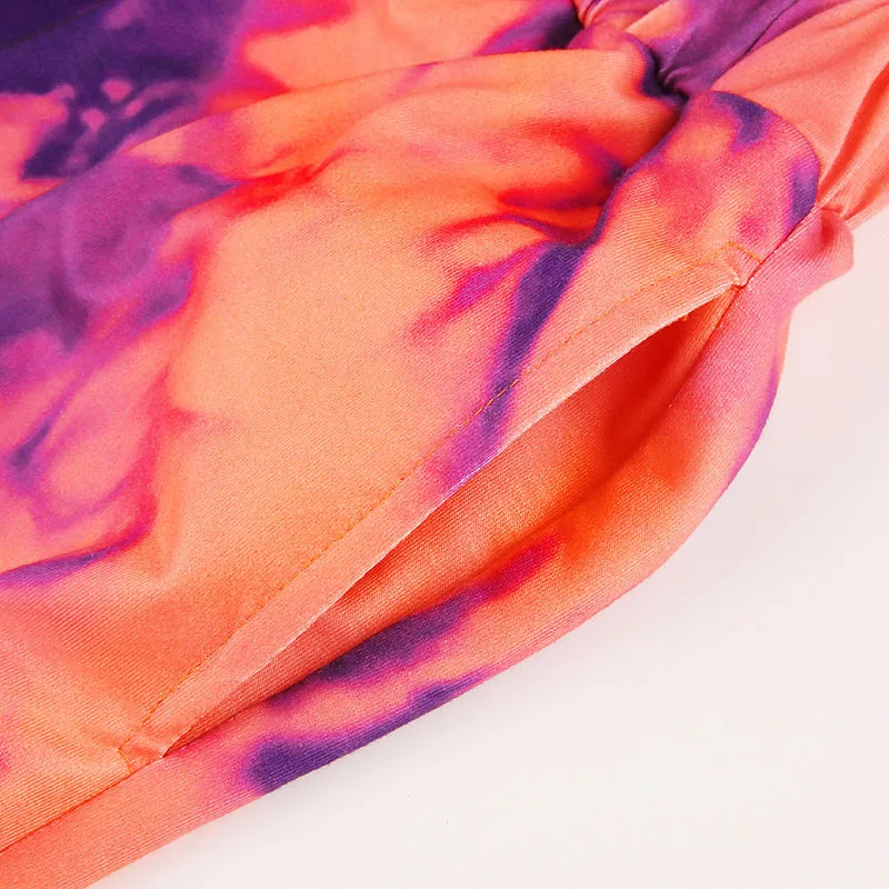 BOOFEENAA Tie Dye Orange плотные флисовые спортивные штаны Свободные повседневные брюки зимняя спортивная одежда в стиле хип-хоп для женщин спортивные штаны C67AE74