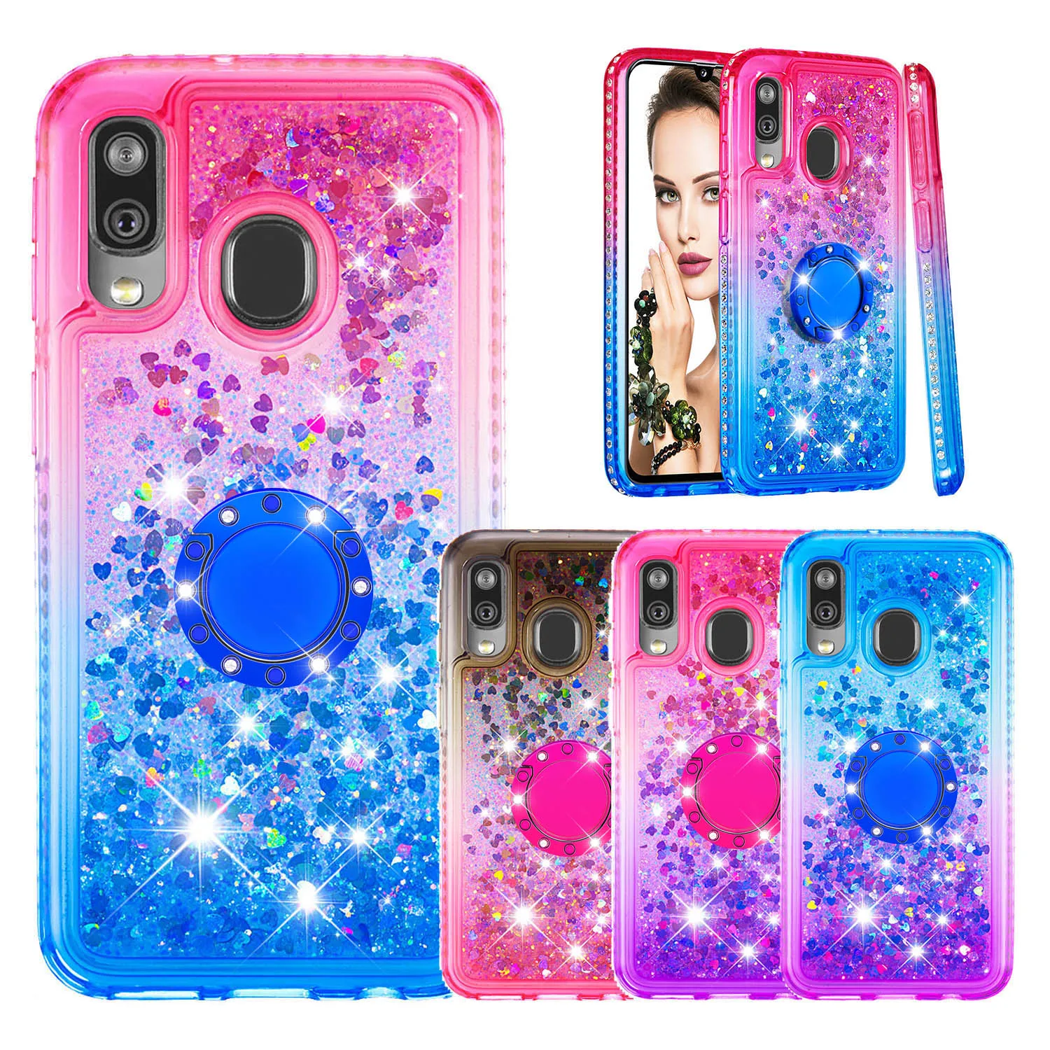 

Quicksand Phone Case for Samsung Galaxy A40 A10e A20e A60 Note 10 Plus Pro Note 10 M40 Cover TPU Giltter Diamond Kickstand Coque