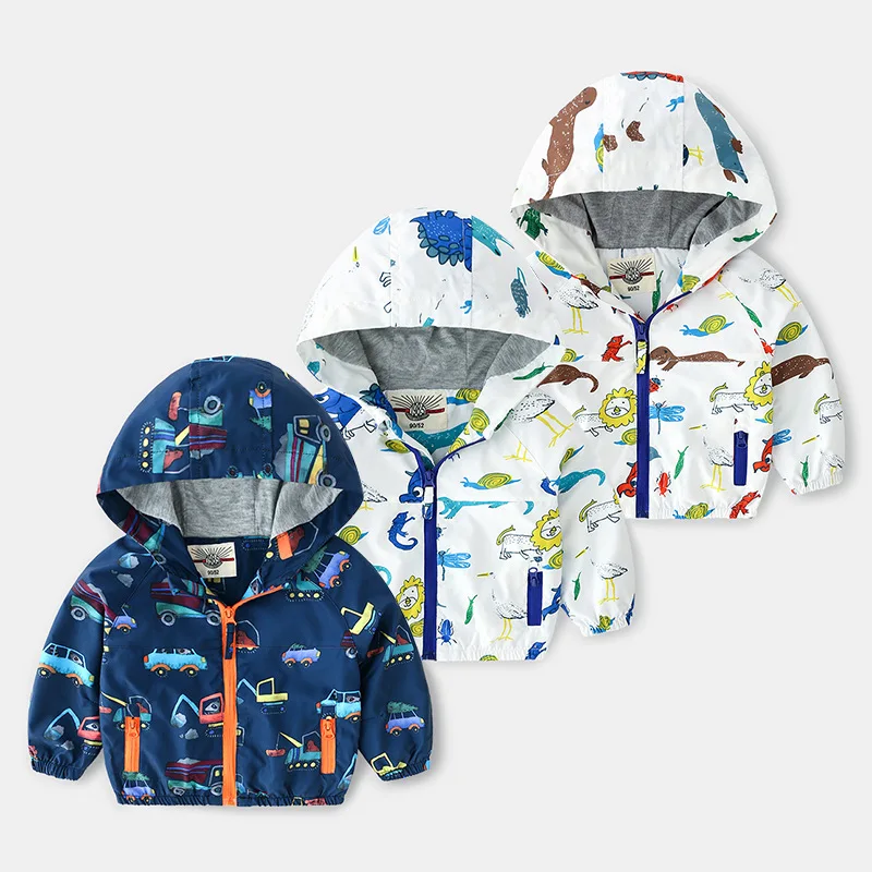 

Kids' Overcoat 2019 New Style Autumn Clothing Full Printed Cartoon Zip-up Shirt Hooded Tops BOY'S Korean-style Trench Coat Fashi