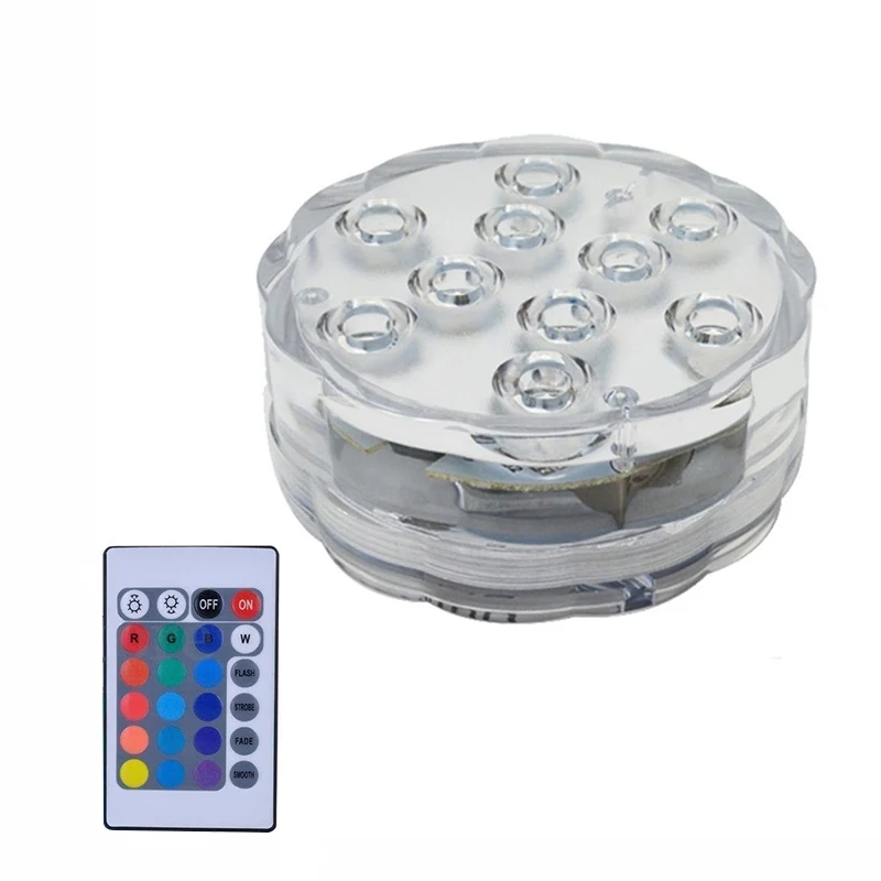 

1/2/4Pcs Submersible Swimming Pool Led Lights IR Remote 10-LED RGB Waterproof Lights Pool LED Lamp for Aquarium Vase Base Pond