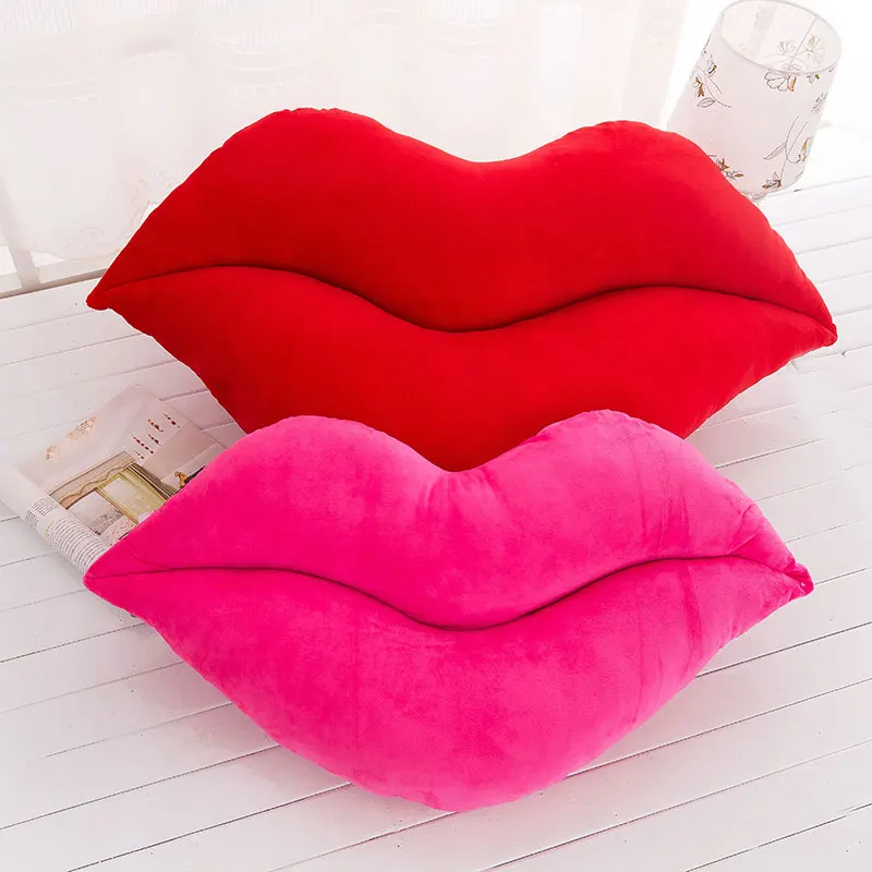 

50cm/60cm/80cm Creative Pink Red Lips cushion Plush toys baby Soft pillow Home Decorative Sofa Cushion For Kid Gift