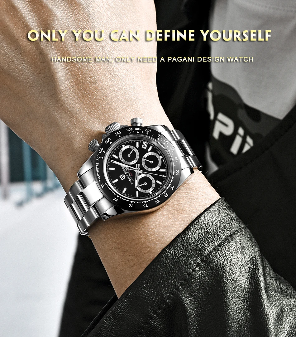 

PAGANI Mens Watches Top Brand Luxury WristWatch Quartz Clock black Watch Men Waterproof Sport Chronograph Relogio Masculino