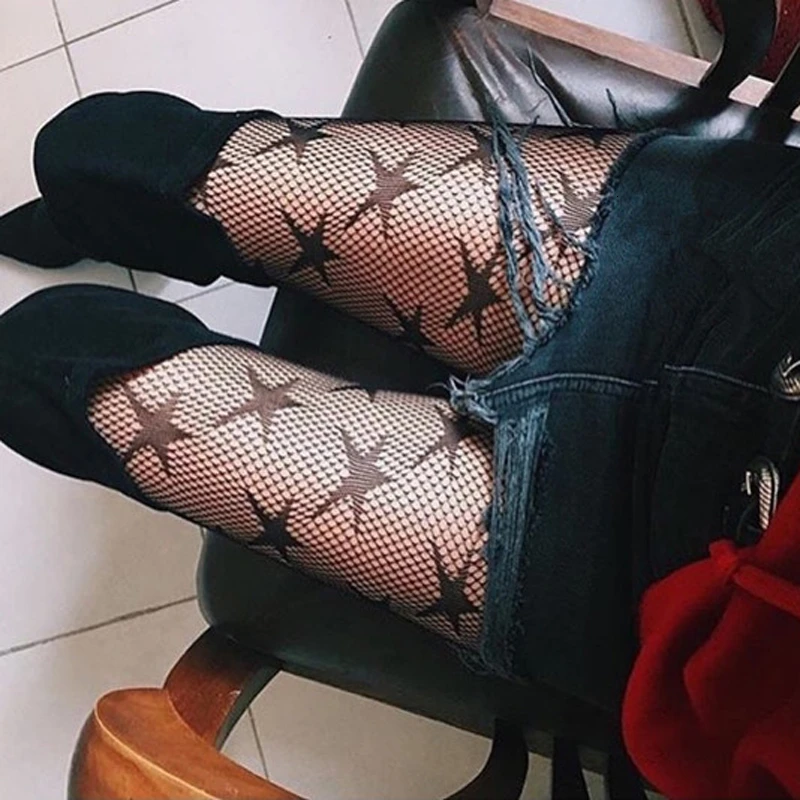 FISHNET TIGHTS BLACK SEAMLESS PANTYHOSE 