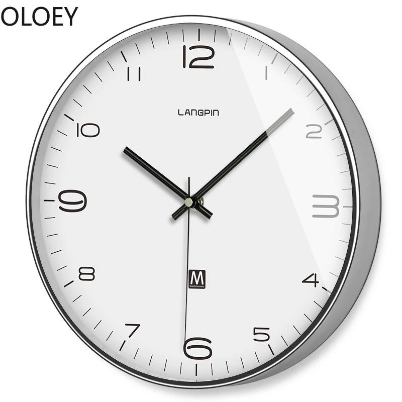 

Большие искусственные металлические белые тихие часы для гостиной, спальни, офиса, металлические часы, кварцевые часы, настенные часы, домашний декор, Европа