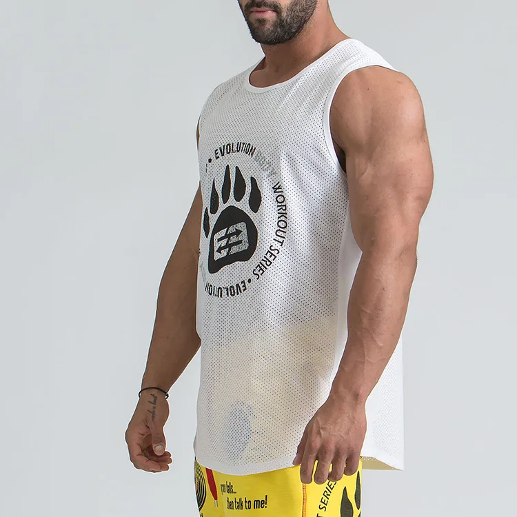 

Summer Muscle Men Brothers Outdoor Sleeveless Vest Running Fitness Sports Mesh Breathable Loose-Fit Quick-Dry Vest