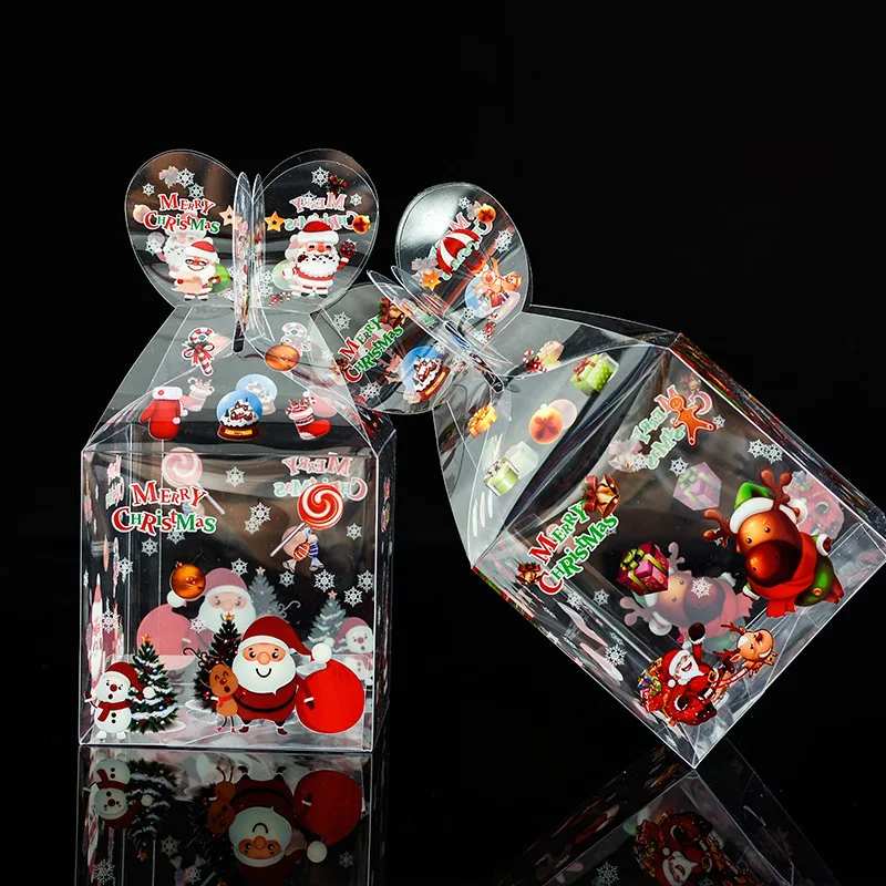

2020 New Year Christmas Apple Boxes Decoration Transparent Plastic Candy Box Baby Shower Party Gift Box Packaging 20pcs