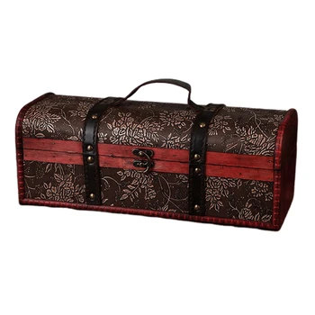 

Gifts Wine Bottle Box Preserver Vintage Home Bar Accessories PU Leather Champagne Antique Finish Holder Case Wooden Storage
