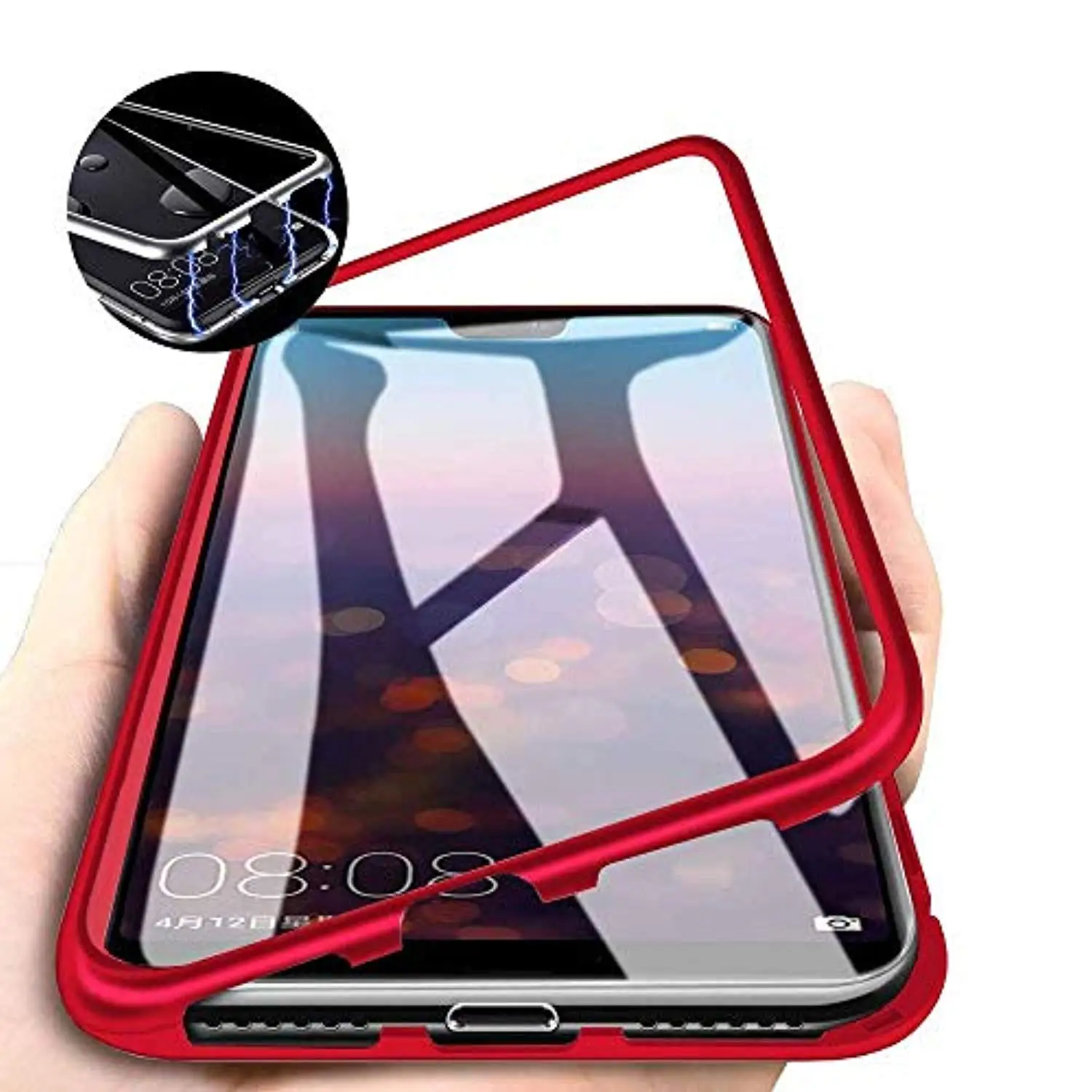 Red 360 Полный Магнитный бампер Задняя стеклянная крышка для SAMSUNG A10 A20 A30 A40 A50 A70 A80 M10 M20 M30 крышка металлический бампер телефонные чехлы - Цвет: Red