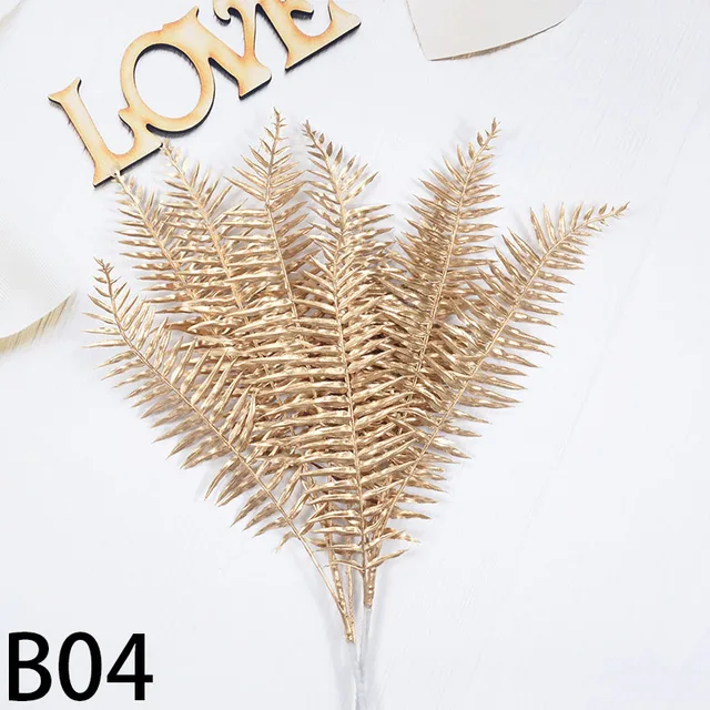 Golden Artificial Plants Simulation Plastic Plants for Christmas Decor Home Living Decoration Party Wedding Flower Arrangement B04