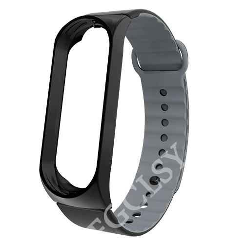FGCLSY mi Band 4 3 спортивный ремешок для xiaomi mi band 4 3 силиконовый ремешок на запястье аксессуары браслет металлический слот для xiaomi mi band 4 - Цвет: black gray