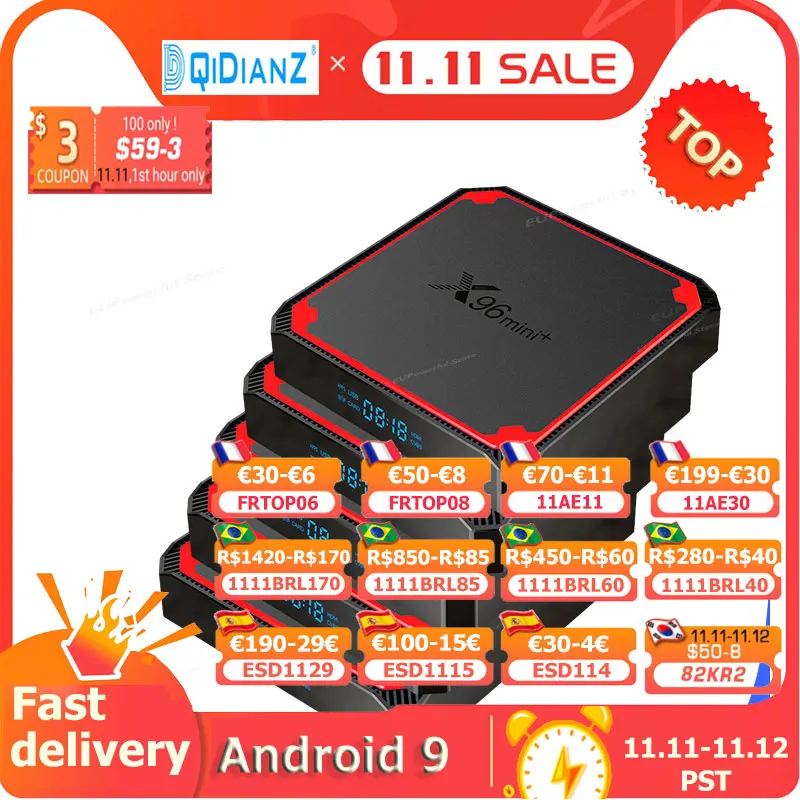5 шт. X96 MINI PLUS android smart tv box 9 mlogic S905W4 четырехъядерный 2G 16gb 4k mini телеприставка