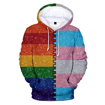

3D Gorgeous Men / Women Streetwear Casual Harajuku Hoodie Sweatshirt Hooded Clothes Rainbow LGBT Student Gorgeous Colourful Full