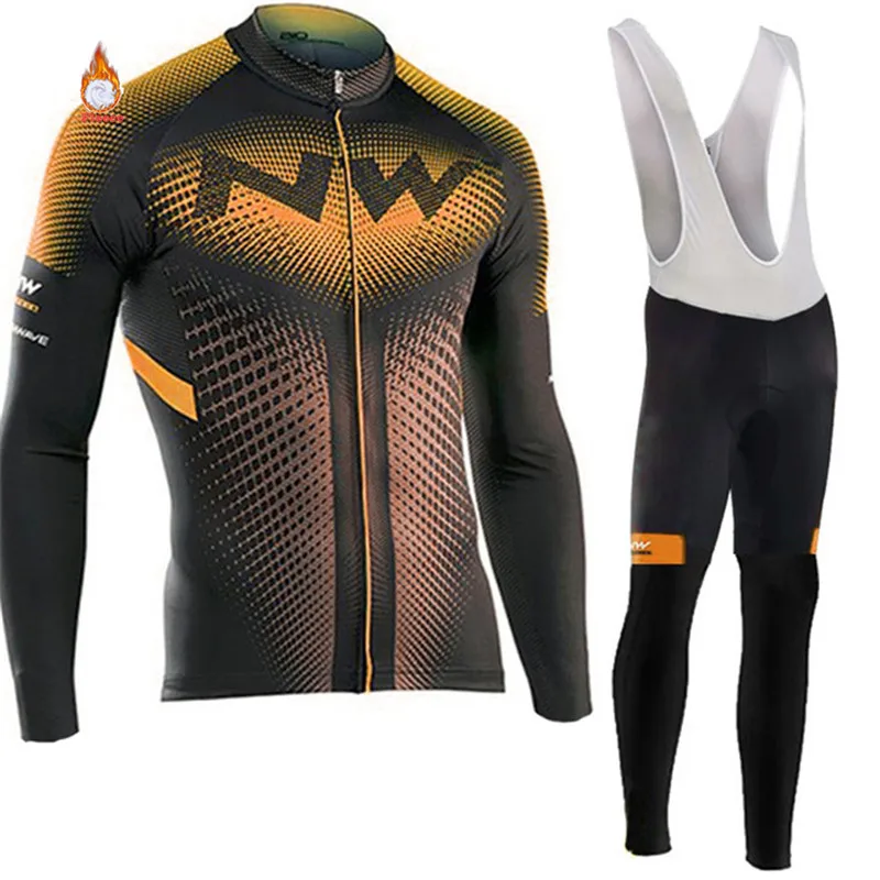 4 Northwave теплая NW зимняя теплая флисовая одежда для велоспорта NW Мужской трикотажный костюм для улицы для езды на велосипеде MTB Одежда комбинезон комплект - Цвет: 4
