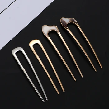 

Women Girls Japanese Minimalist Style Metal Alloy U-Shape Conch ShellHair Clip Vintage Hair Sticks Maker Headwear Tool